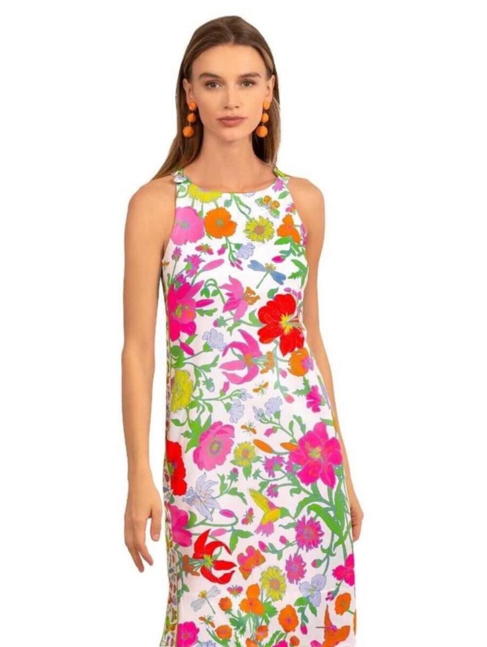 Gretchen Scott Jersey Isosceles Dress Birds & The Bees Print Stretch Size Small
